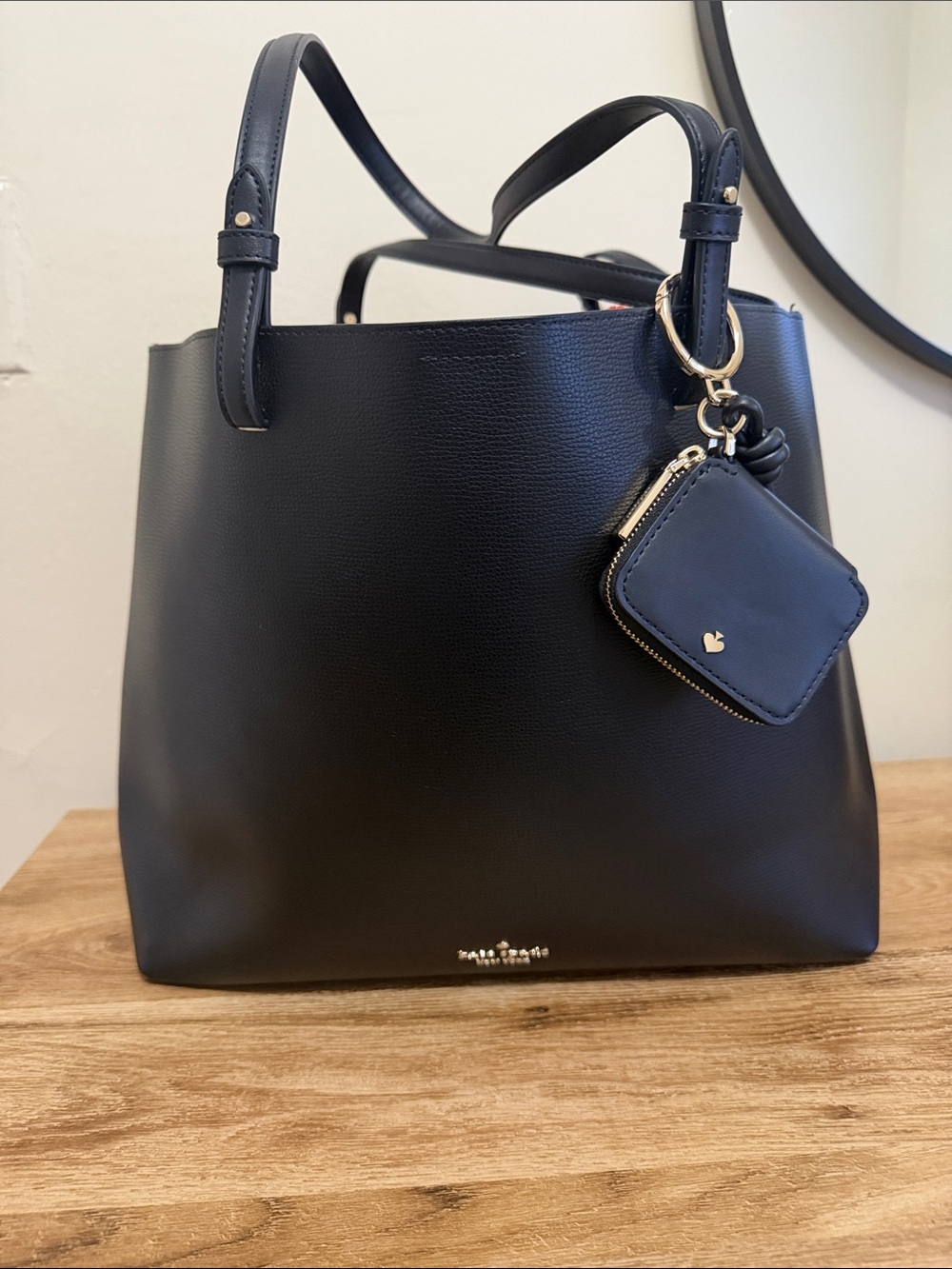 kate spade Black Leather Tote with Keychain Pouch